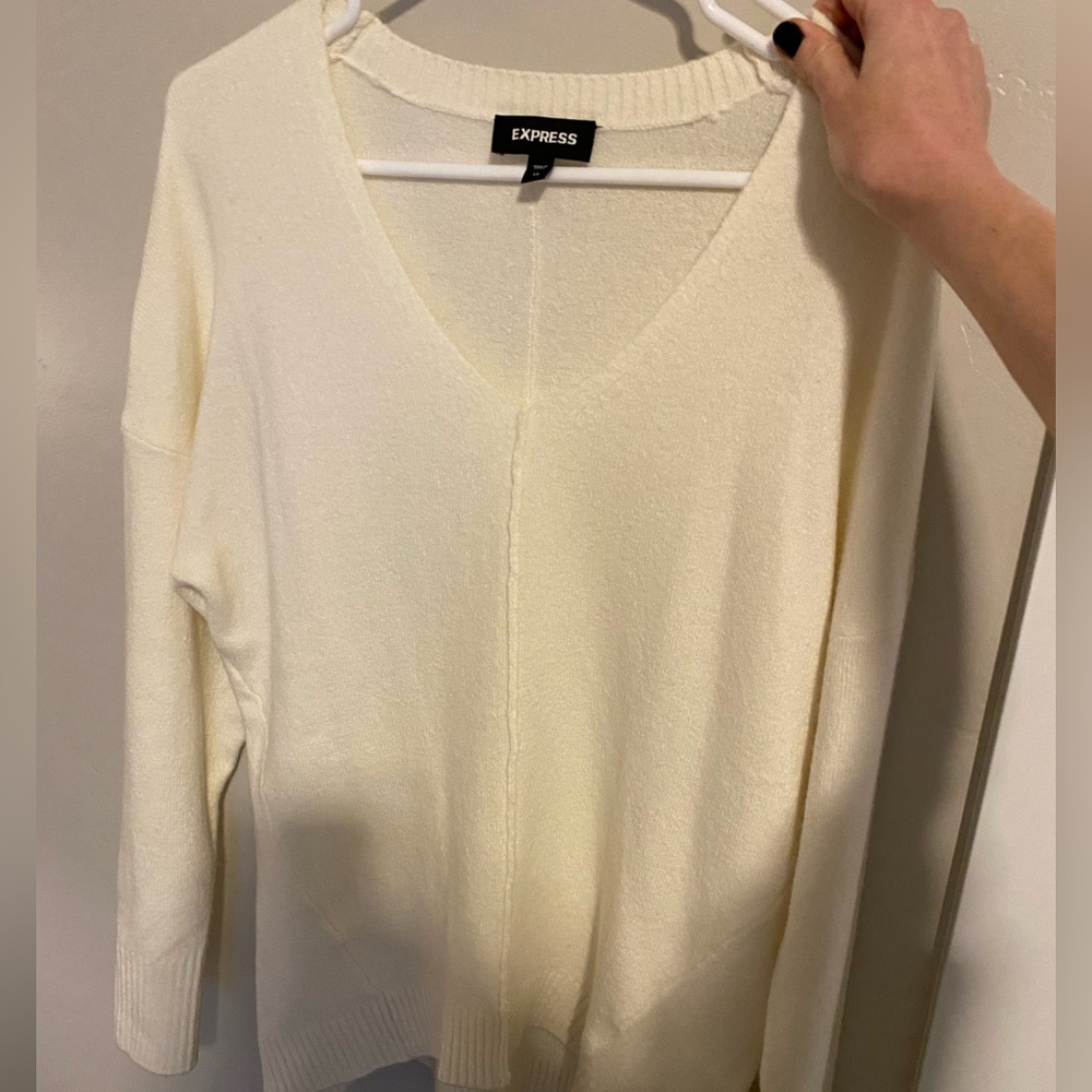 Express cream color tunic sweater